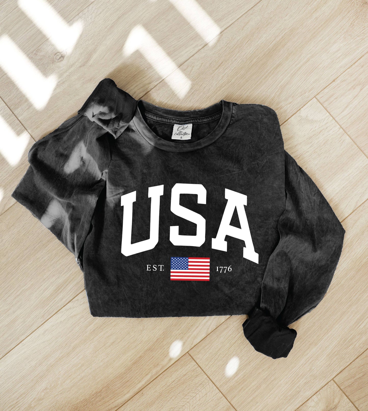 USA  Mineral Washed Long Sleeve Graphic