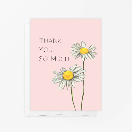 Greeting Card - Watercolor Daisies - Thank You